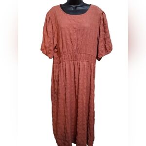 Ava Rose Elegant Coral Dress 3X Textured Modest Cottagecore Prairie Minimalist